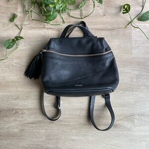 Prüne Black Pebbled Leather Backpack Bag